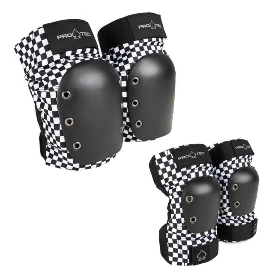 adult checkered skate knee pads and elbow pads 