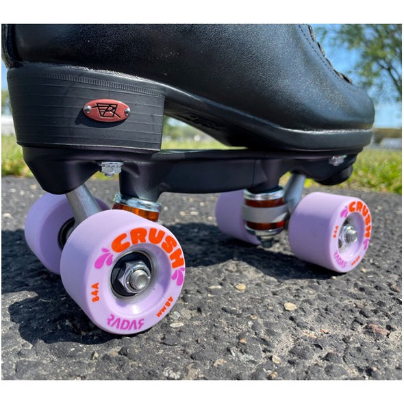 small radar crush jam skating wheels 84a 48mm lilac purple  on skates 