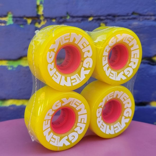 yellow energy outdoor roller skate wheel red hub