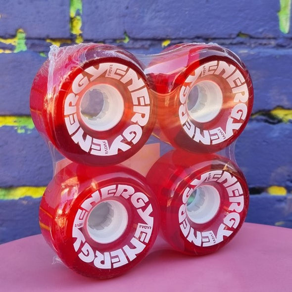 clear red energy outdoor roller skate wheel white hub