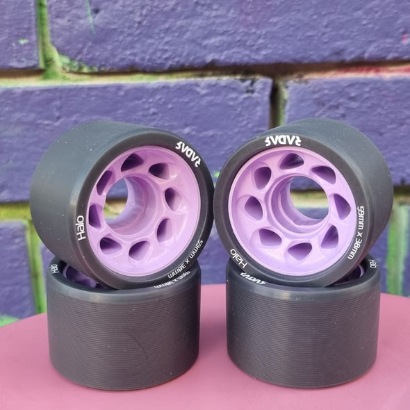 violet purple rollerskate wheel with black nylon hub 