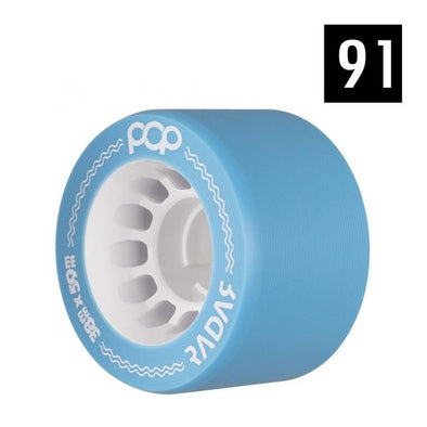 roller skate indoor blue wheels white hub 91a 38mmx59mm 'Pop Radar'