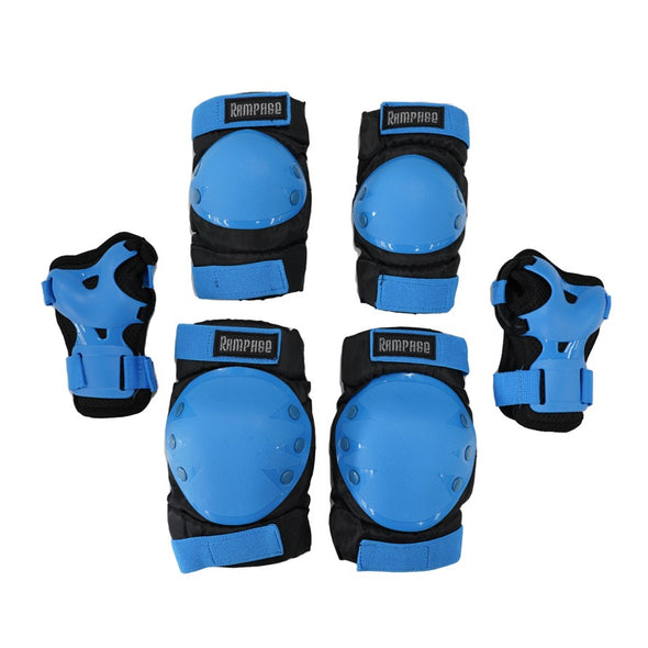 blue rampage padding set knee pads, elbow pads, wrist guards 