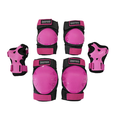 pink rampage padding set knee pads, elbow pads, wrist guards