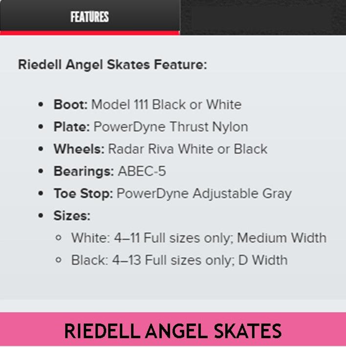 Black Riedell Angel selling 111 Roller Skates Size 8