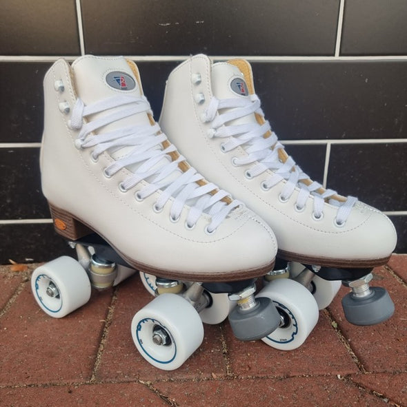 white high top retro riedell artistic skates