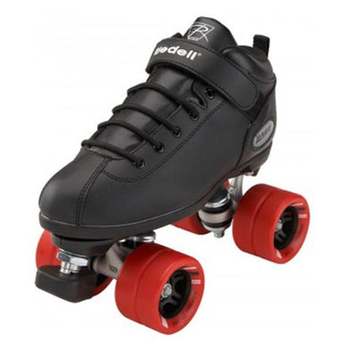 DERBY SPEED BLACK ROLLER SKATE, red wheels, adjustable 