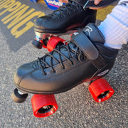 DERBY SPEED BLACK ROLLER SKATE, red wheels, adjustable 