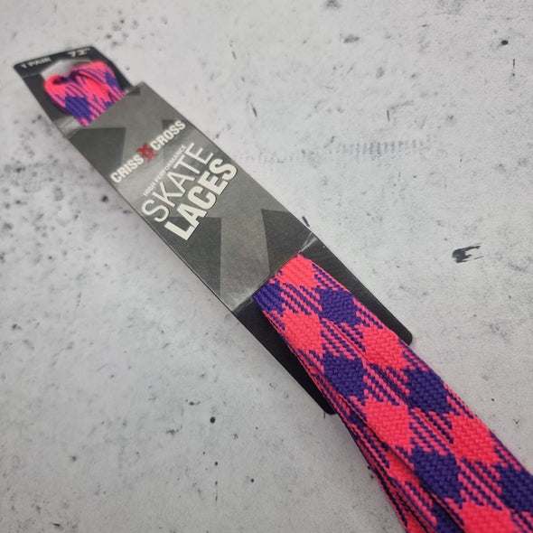 pink purple plaid  72 inch skate laces 