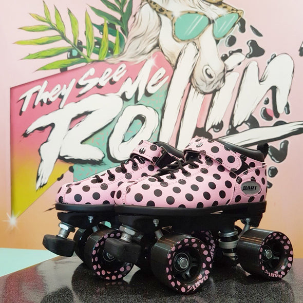 pink dotty roller skates 