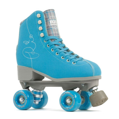 blue grey retro rio roller high top roller skates blue hybris wheels