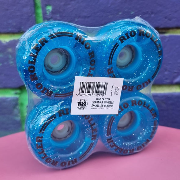blue glitter led light up rollerskate wheels 