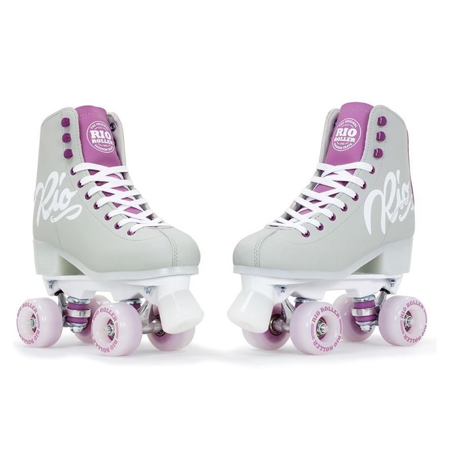 Rio Roller Script Grey and Purple Roller Skates - Lucky Skates