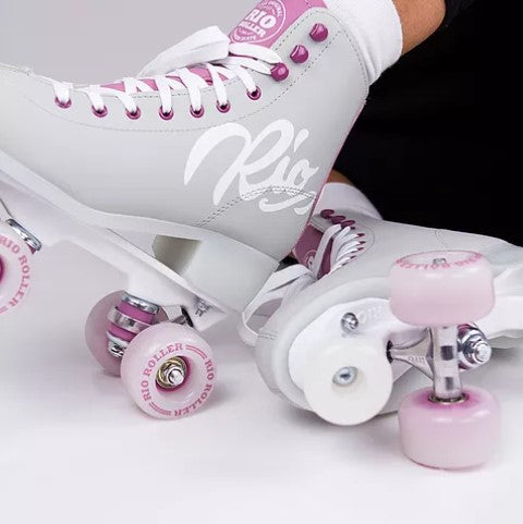 Rio Roller Script Grey and Purple Roller Skates