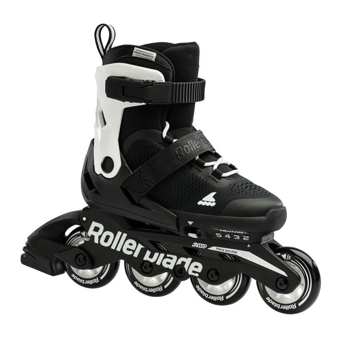 Kids Adjustable Rollerblade Microblade Black/White Inline Skates - Lucky Skates