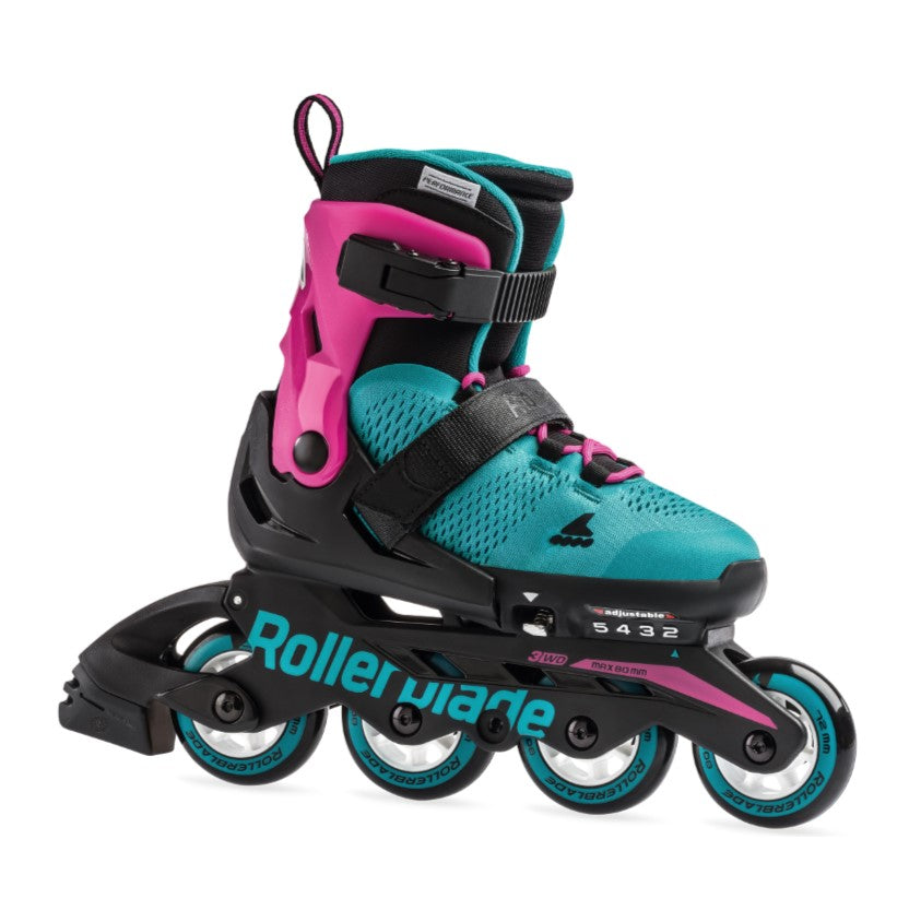 kids inline rollerblade teal pink 72mm 