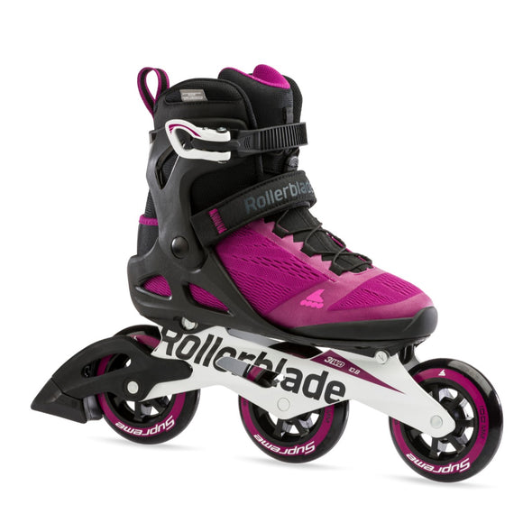 tri skate inline rollerblades fitness magenta 100mm wheels 