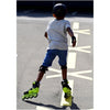 boy wearing kids inline rollerblade neon yellow black  72mm 
