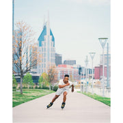 man skating on urban inline skates 