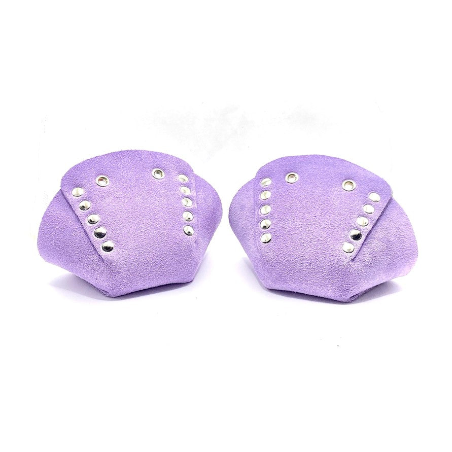 light purple lilac suede toe guard protectors with silver studs