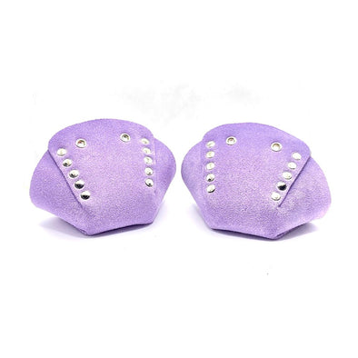 light purple lilac suede toe guard protectors with silver studs