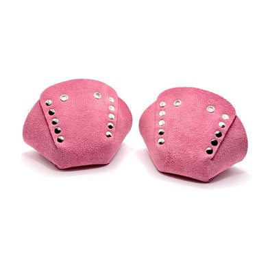light pink suede toe guard protectors with silver studs