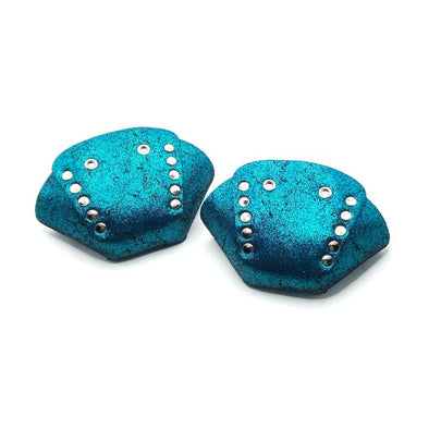 teal glitter metallic toe guard protectors with silver studs