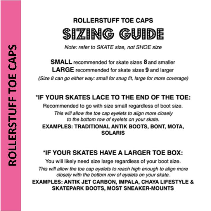 rollerstuff toe cap sizing guide