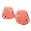 pink strawberry suede toe guard protectors with silver studs