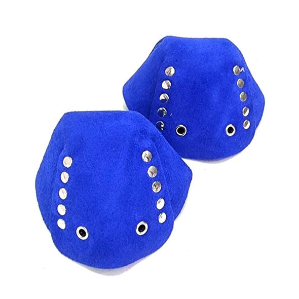 royal blue suede toe guard protectors with silver studs