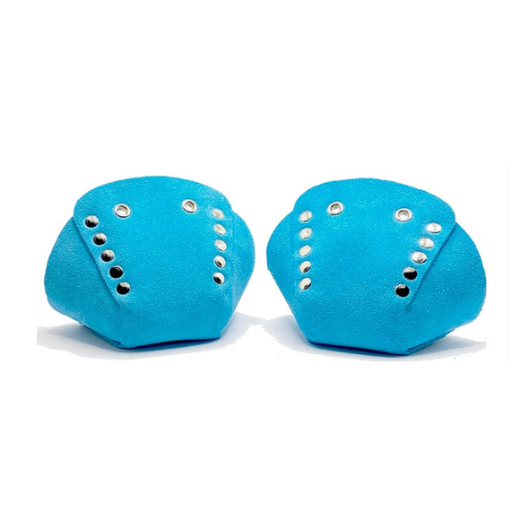 light bright blue leather suede toe guard protectors with silver studs