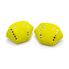 bright yellow suede toe guard protectors with silver studs