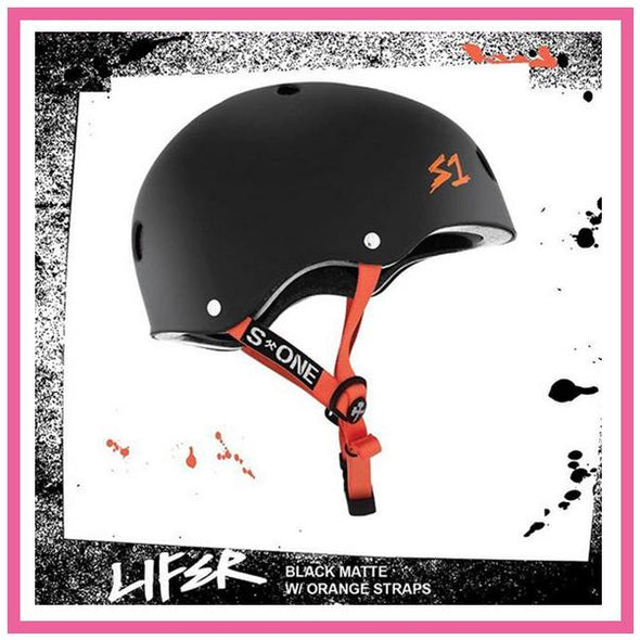 matt black with orange straps helmet 