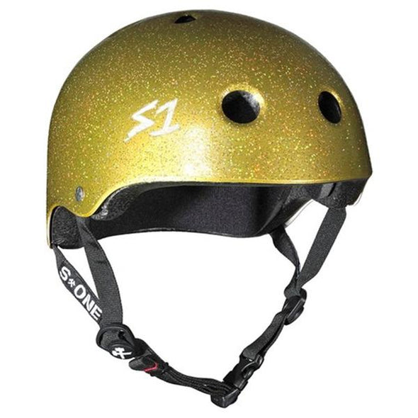 gold glitter gloss skate or bike helmet