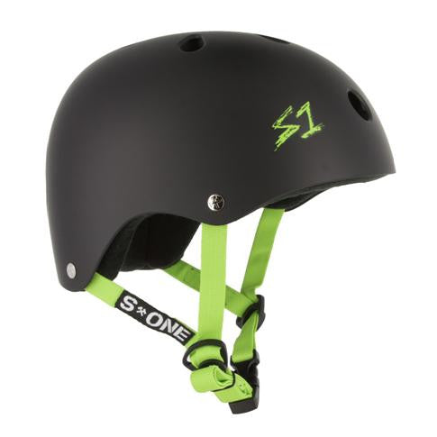 S-One Lifer Skate Helmet Matte Black/Green - Certified - Lucky Skates