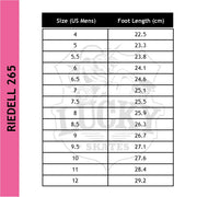 Riedell 265 Wicked Boot size chart 