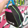 small skate triangle black green pink skate bag 