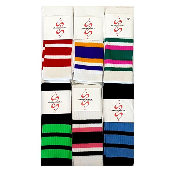 RETRO TUBE SKATER SOCKS WITH STRIPES