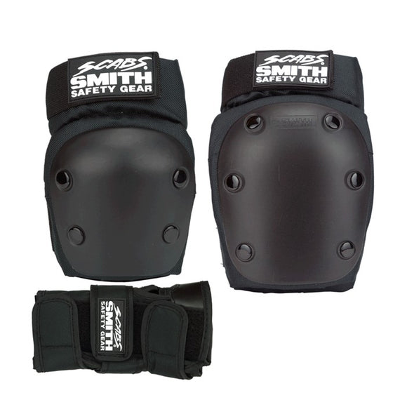 black adult padding smith scabs set knee pads elbow pads wrist guards 