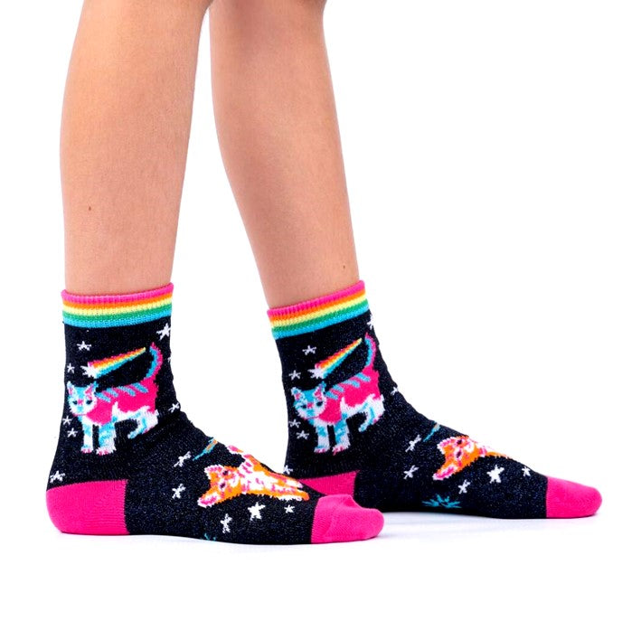 kids glitter cats socks 