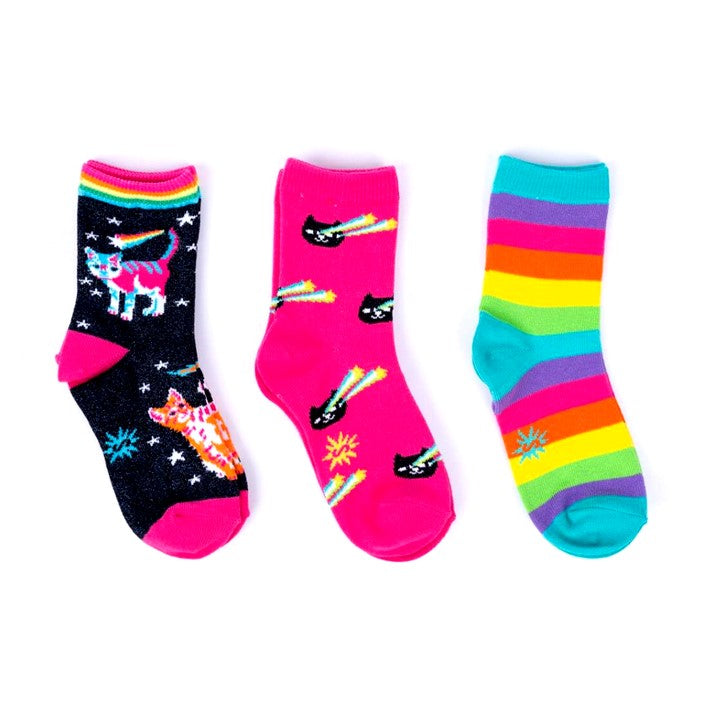 KIDS CREW SOCKS CATS, RAINBOWS