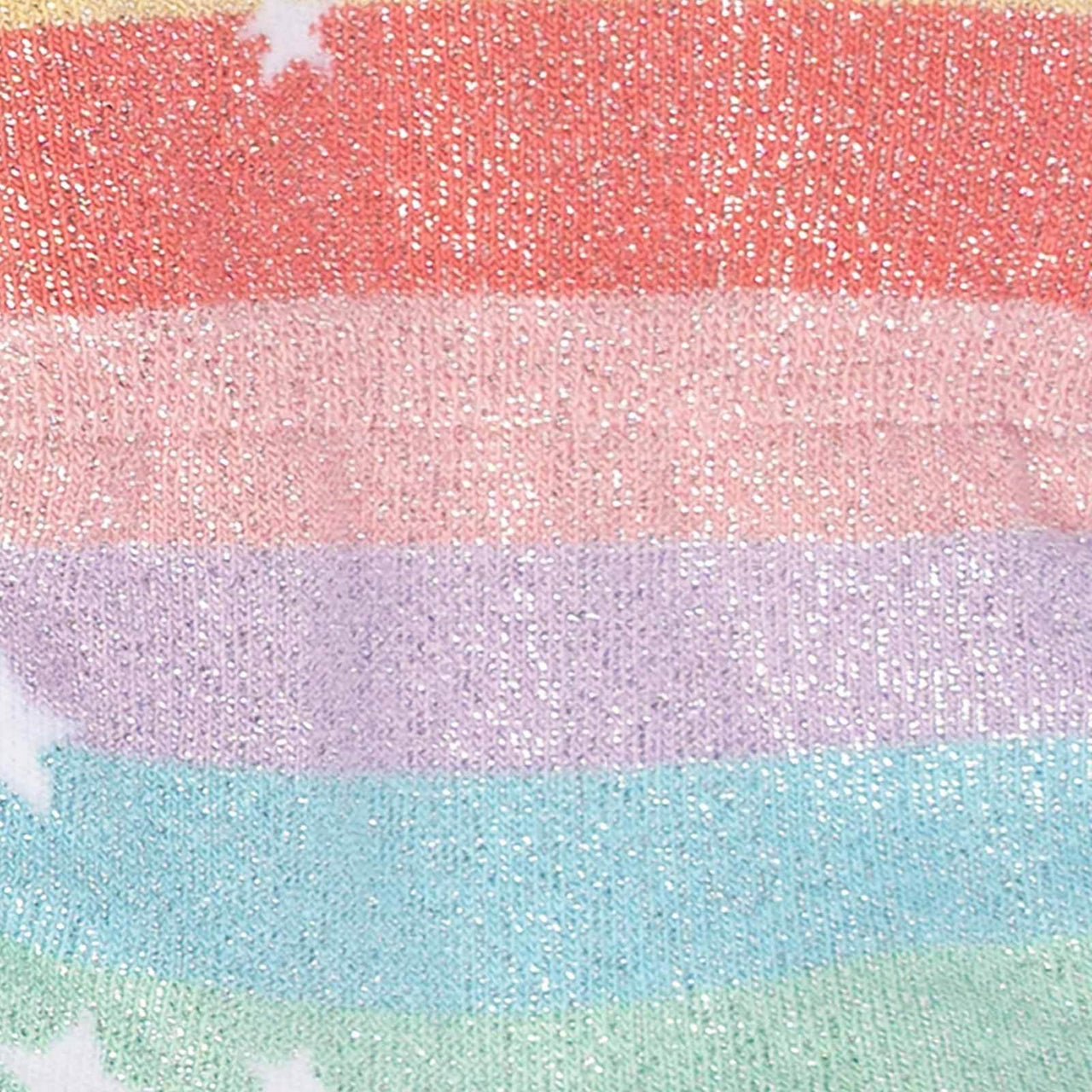 CLOSE P OF PASTEL GLITTER RAINBOW PATTERN SOCK