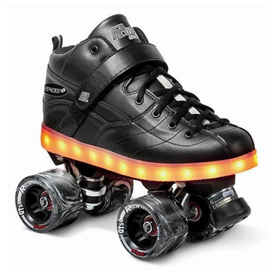 black speed derby skates, marble indoor wheels and LED sole 