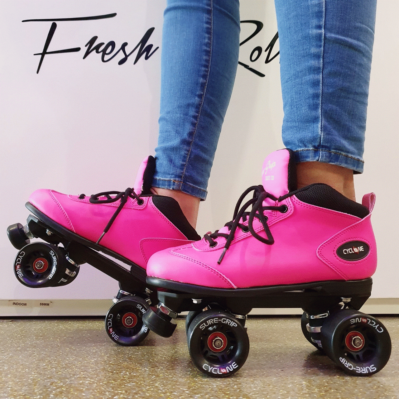 pink low cut speed roller skates 