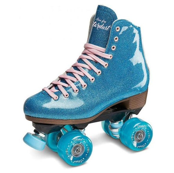 blue glitter high top retro roller skates 