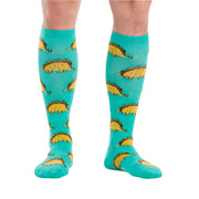 taco dinosaur teal long socks 