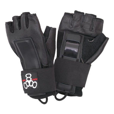 black leather gloves wrist guards with fingers 