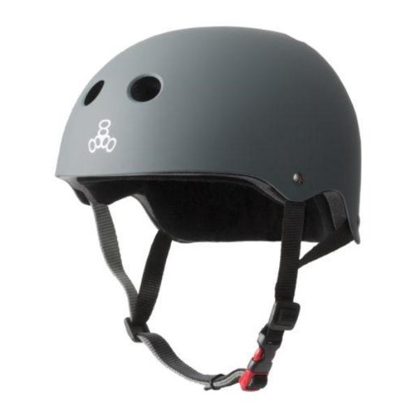 matt grey helmet with black liner 