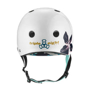 white floral skate helmet 