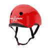 red gloss bike skate helmet with grey liner 